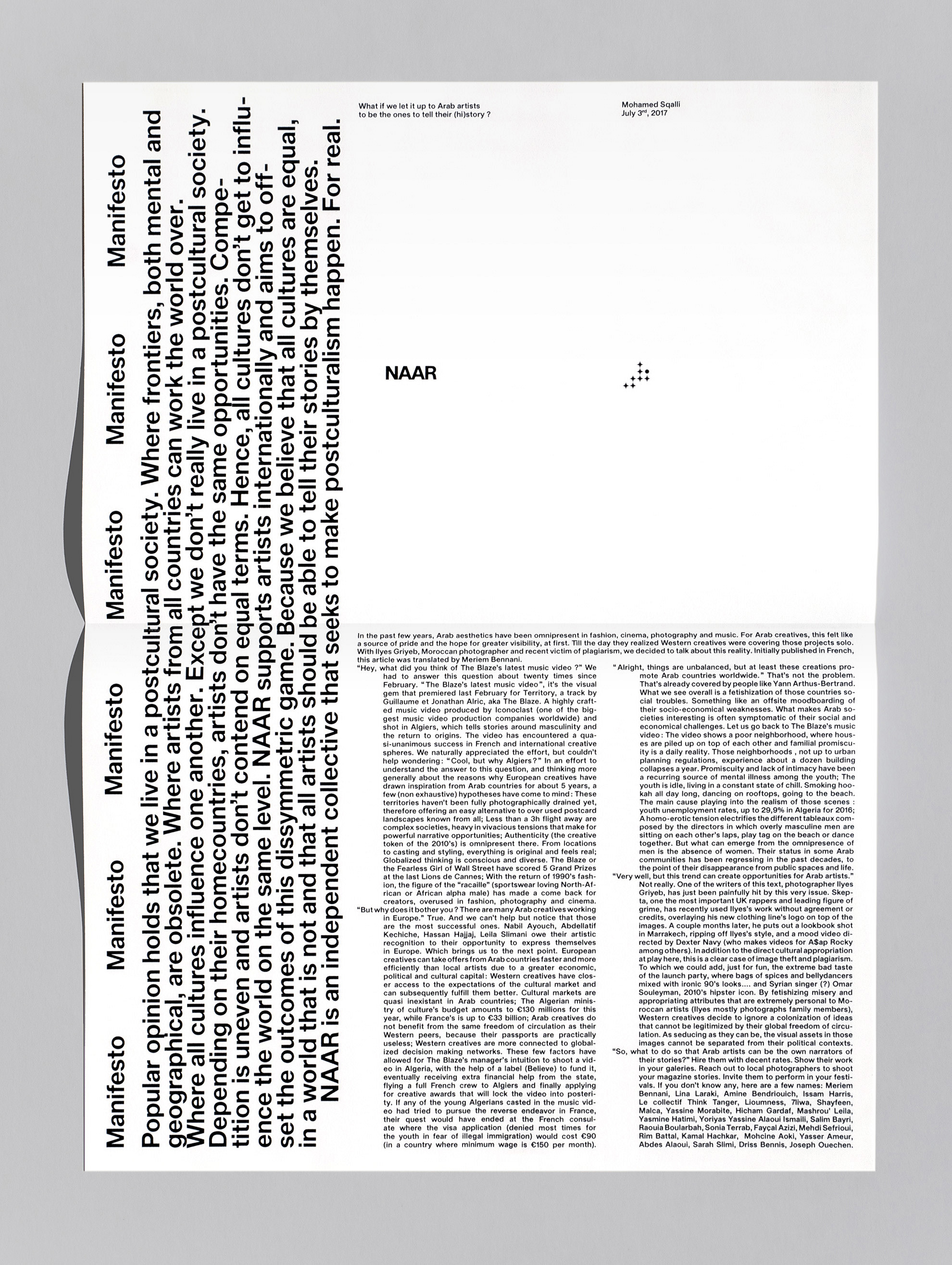 Montasser Drissi, NAAR Manifesto poster, 2018